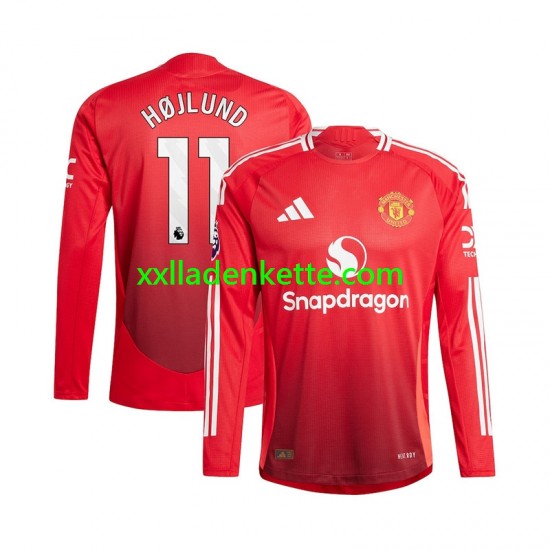 Fußballtrikot Manchester United Rasmus Hojlund 11 Herren Heim 2024-2025 Langarm