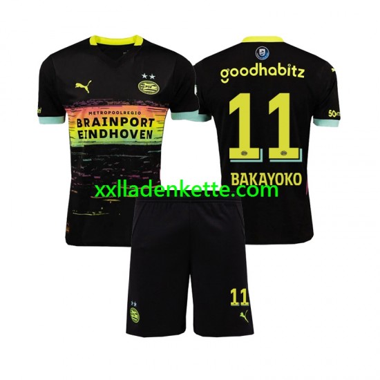 Fußballtrikot PSV Eindhoven Johan Bakayoko 11 Kinder Auswärts 2024-2025 Kurzarm