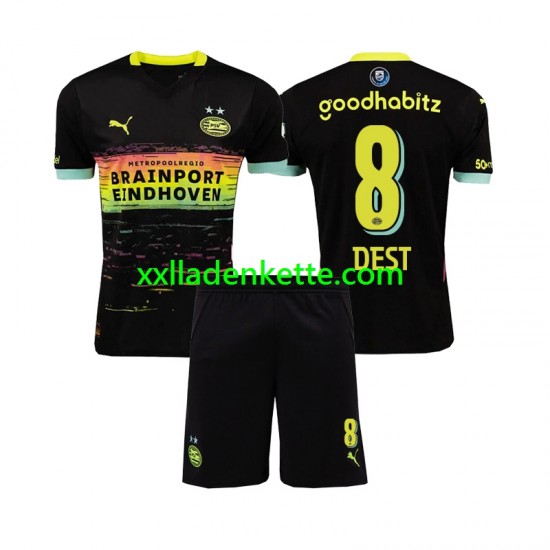 Fußballtrikot PSV Eindhoven Sergino Dest 8 Kinder Auswärts 2024-2025 Kurzarm