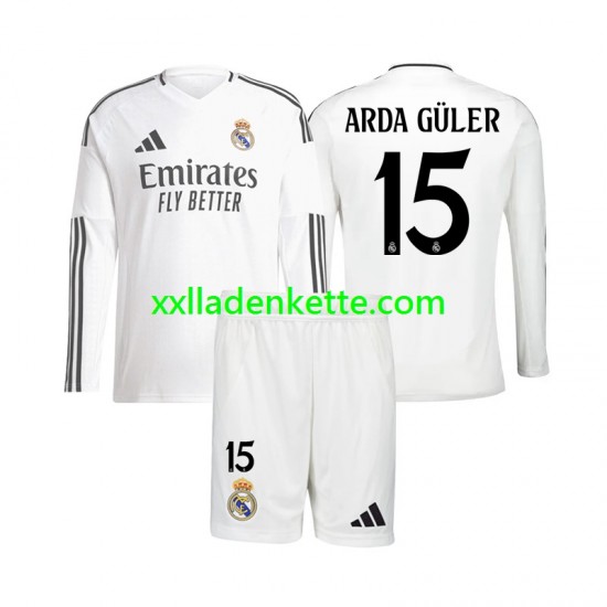Fußballtrikot Real Madrid Arda Guler 15 Kinder Heim 2024-2025 Langarm