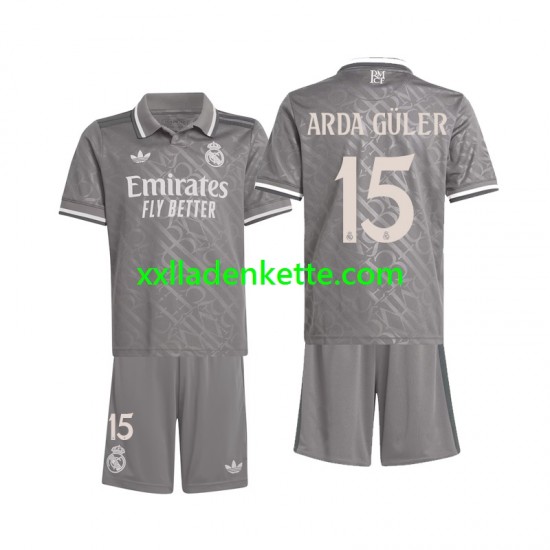 Fußballtrikot Real Madrid Arda Guler 15 Kinder Ausweich 2024-2025 Kurzarm