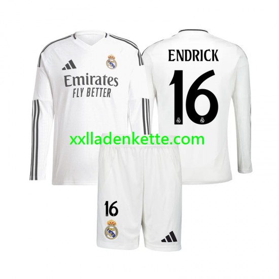 Fußballtrikot Real Madrid Endrick 16 Kinder Heim 2024-2025 Langarm