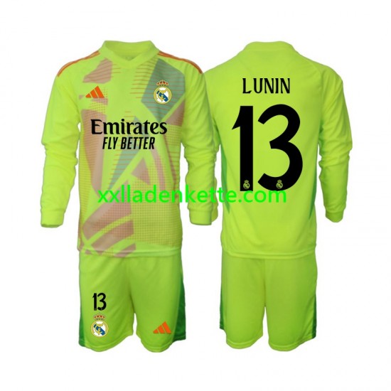Fußballtrikot Real Madrid Lunin 13 Torwart Kinder Viertes 2024-2025 Langarm