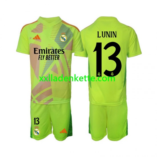 Fußballtrikot Real Madrid Lunin 13 Torwart Kinder Viertes 2024-2025 Kurzarm