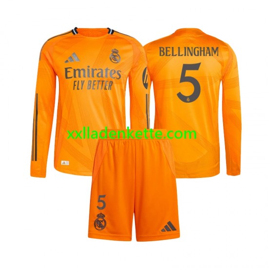 Fußballtrikot Real Madrid Jude Bellingham 5 Kinder Auswärts 2024-2025 Langarm