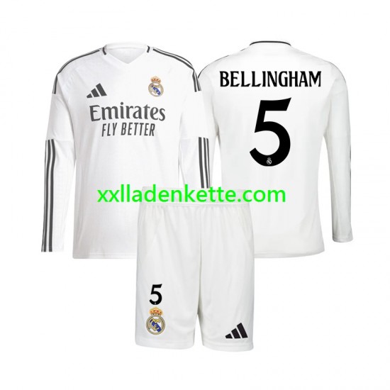 Fußballtrikot Real Madrid Jude Bellingham 5 Kinder Heim 2024-2025 Langarm