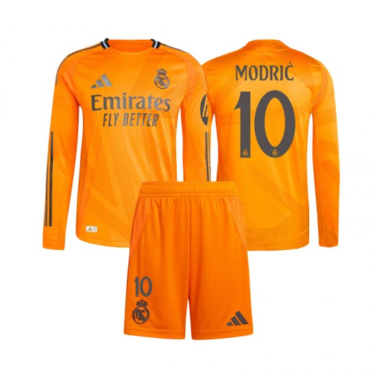 Fußballtrikot Real Madrid Modrić 10 Kinder Auswärts 2024-2025 Langarm
