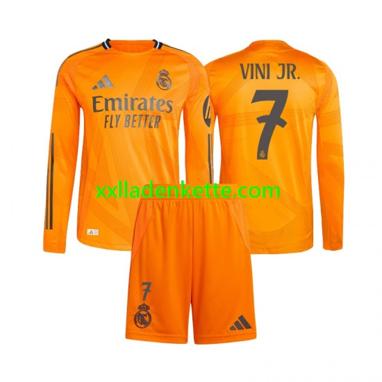 Fußballtrikot Real Madrid Vinicius Junior 7 Kinder Auswärts 2024-2025 Langarm