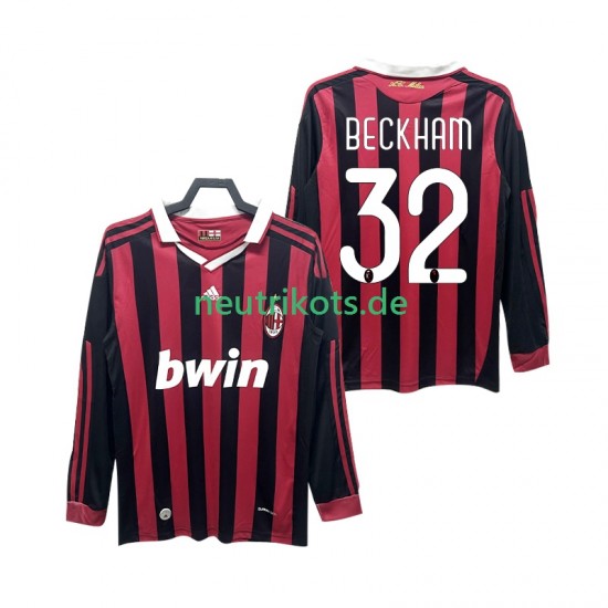 Fußballtrikot AC Mailand BECKHAM 32 2009 Retro Herren Heim 2010 Langarm