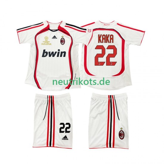 Fußballtrikot AC Mailand KAKA 22 2007 Retro Kinder Auswärts 2006 Kurzarm