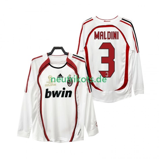 Fußballtrikot AC Mailand MALDINI 3 2007 Retro Herren Auswärts 2006 Langarm