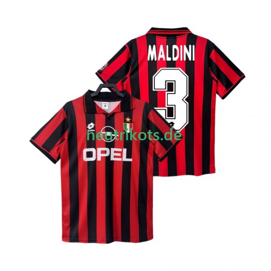 Fußballtrikot AC Mailand MALDINI 3 1996 1997 Retro Herren Heim Kurzarm