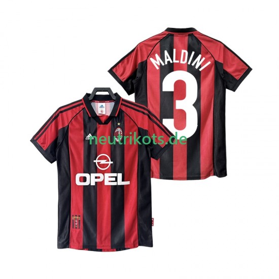 Fußballtrikot AC Mailand MALDINI 3 1998 Retro Herren Heim 1999 Kurzarm