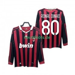 Fußballtrikot AC Mailand RONALDINHO 80 2009 Retro Herren Heim 2010 Langarm