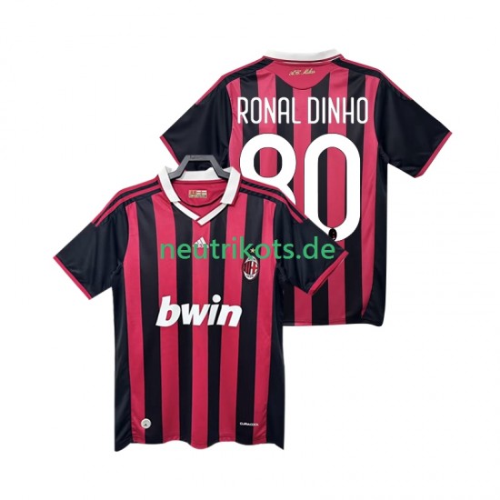 Fußballtrikot AC Mailand RONALDINHO 80 2009 Retro Herren Heim 2010 Kurzarm