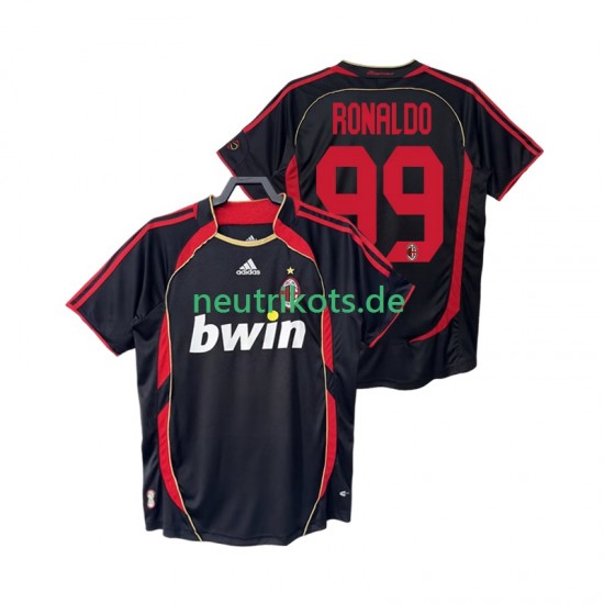 Fußballtrikot AC Mailand RONALDO 99 2007 Retro Herren Ausweich 2006 Kurzarm