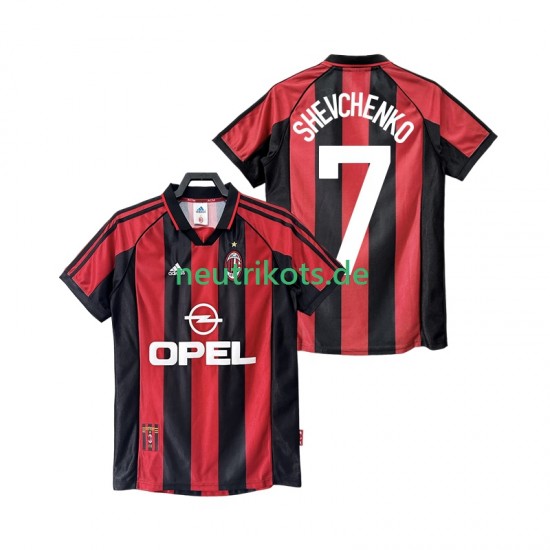 Fußballtrikot AC Mailand SHEVCHENKO 7 1998 Retro Herren Heim 1999 Kurzarm