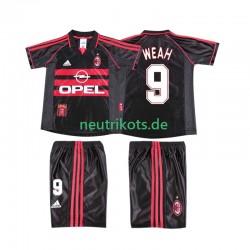 Fußballtrikot AC Mailand WEAH 9 1998 Retro Kinder Ausweich 1999 Kurzarm