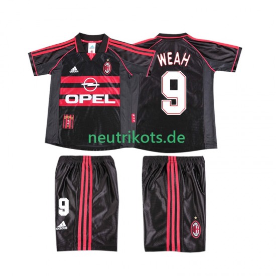 Fußballtrikot AC Mailand WEAH 9 1998 Retro Kinder Ausweich 1999 Kurzarm