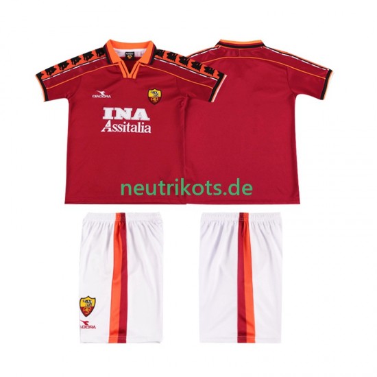 Fußballtrikot AS Rom 1998 Retro Kinder Heim 1999 Kurzarm