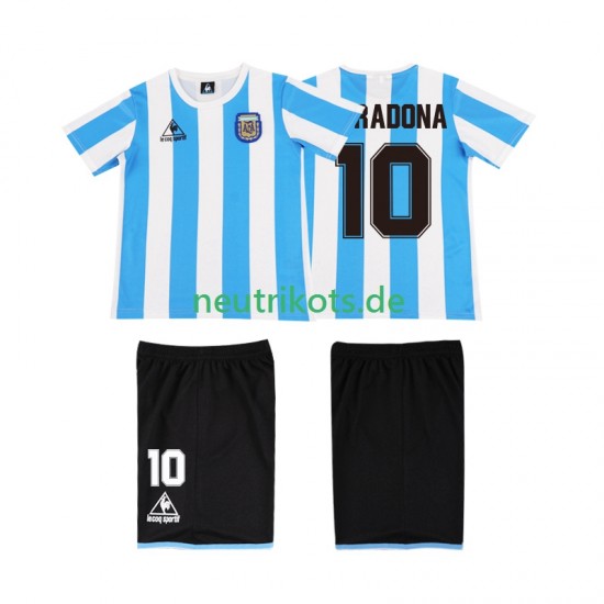 Fußballtrikot Argentinien MARADONA 10 1986 Retro Kinder Heim Kurzarm