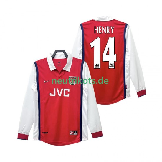 Fußballtrikot Arsenal Henry 14 1998 Retro Herren Heim 1999 Langarm