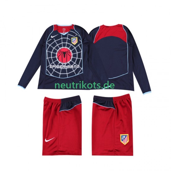 Fußballtrikot Atlético Madrid 2005 Retro Kinder Auswärts 2004 Langarm
