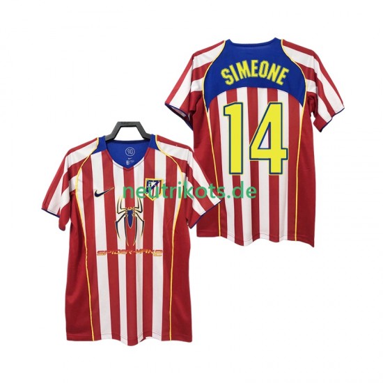 Fußballtrikot Atlético Madrid SIMEONE 14 2005 Retro Herren Heim 2004 Kurzarm