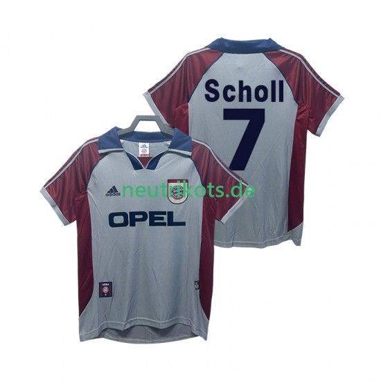 Fußballtrikot FC Bayern München Scholl 7 1998 Retro Herren Ausweich 1999 Kurzarm