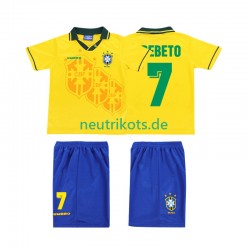 Fußballtrikot Brasilien BEBETO 7 Retro Kinder Heim 1994 Kurzarm