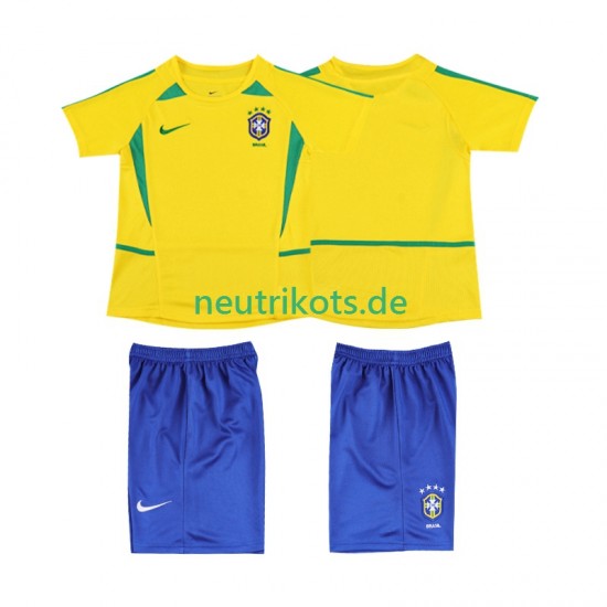 Fußballtrikot Brasilien 2002 Retro Kinder Heim Kurzarm