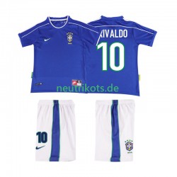 Fußballtrikot Brasilien RIVALDO 10 1998 Retro Kinder Auswärts Kurzarm