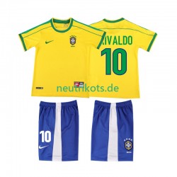 Fußballtrikot Brasilien RIVALDO 10 1998 Retro Kinder Heim Kurzarm
