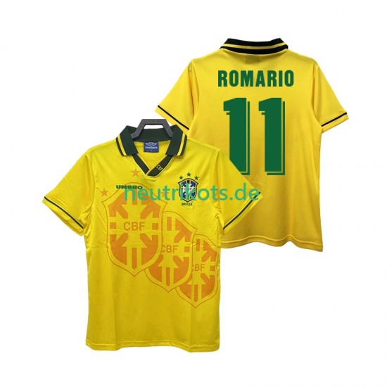 Fußballtrikot Brasilien ROMARIO 11 Retro Herren Heim 1994 Kurzarm