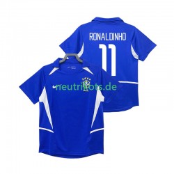 Fußballtrikot Brasilien RONALDINHO 11 2002 Retro Herren Auswärts Kurzarm