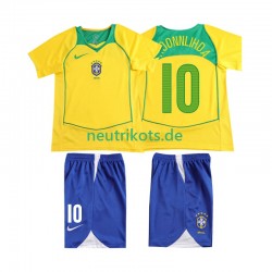 Fußballtrikot Brasilien RONALOINHO 10 Retro Kinder Heim 2004 Kurzarm