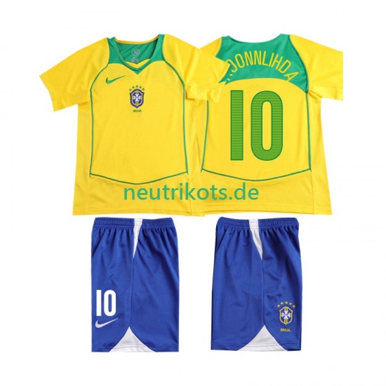 Fußballtrikot Brasilien RONALOINHO 10 Retro Kinder Heim 2004 Kurzarm