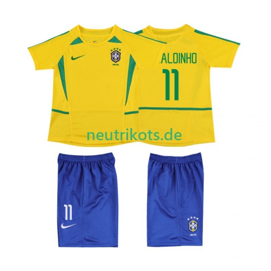 Fußballtrikot Brasilien RONALOINHO 11 2002 Retro Kinder Heim Kurzarm