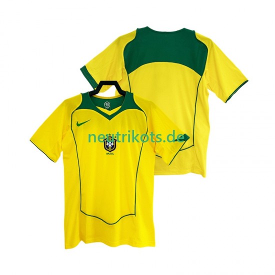 Fußballtrikot Brasilien Retro Herren Heim 2004 Kurzarm