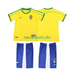Fußballtrikot Brasilien 1998 Retro Kinder Heim Kurzarm