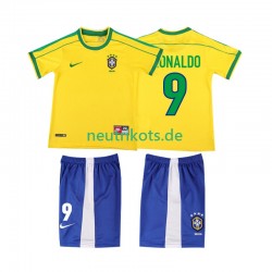 Fußballtrikot Brasilien Ronaldo 9 1998 Retro Kinder Heim Kurzarm