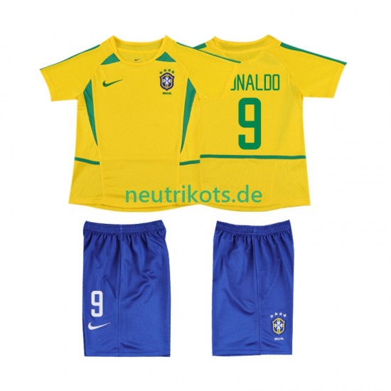 Fußballtrikot Brasilien Ronaldo 9 2002 Retro Kinder Heim Kurzarm