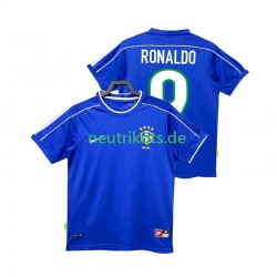Fußballtrikot Brasilien Ronaldo 9 1998 Retro Herren Auswärts Kurzarm