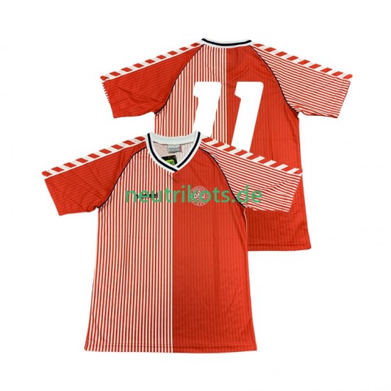 Fußballtrikot Dänemark 11 1986 Retro Herren Heim Kurzarm