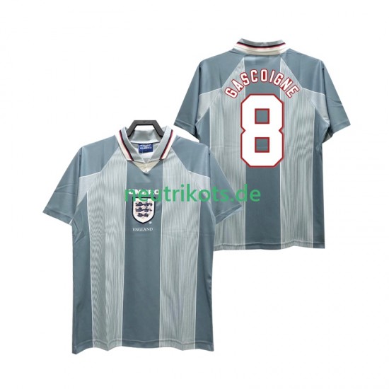 Fußballtrikot England CASCOIGNE 8 1996 Retro Herren Auswärts Kurzarm