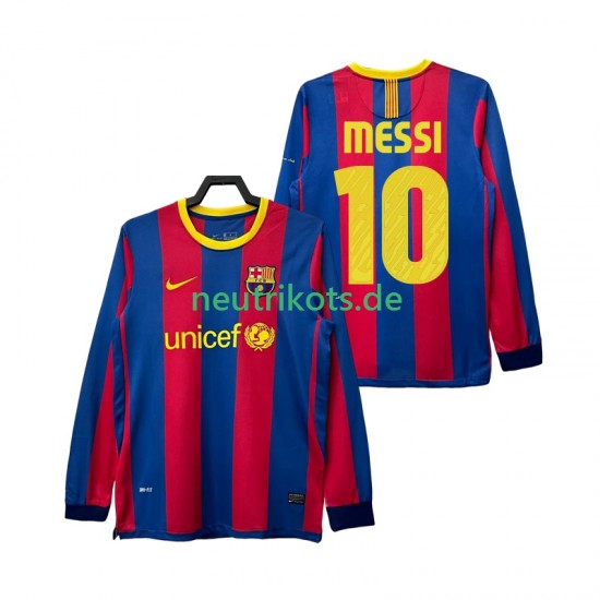 Fußballtrikot FC Barcelona Lionel Messi 10 Retro Herren Heim 2011 2010 Langarm