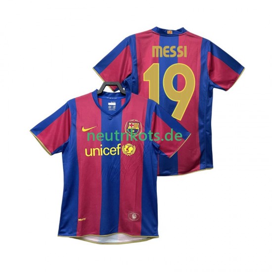 Fußballtrikot FC Barcelona Lionel Messi 19 2007 Retro Herren Heim 2008 Kurzarm