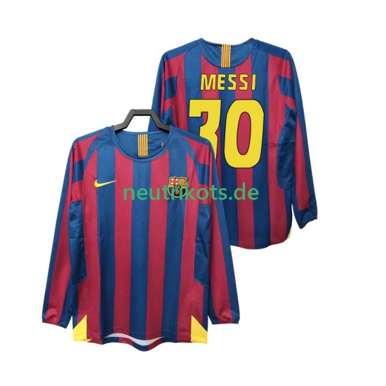 Fußballtrikot FC Barcelona Lionel Messi 30 2005 Retro Herren Heim 2006 Langarm