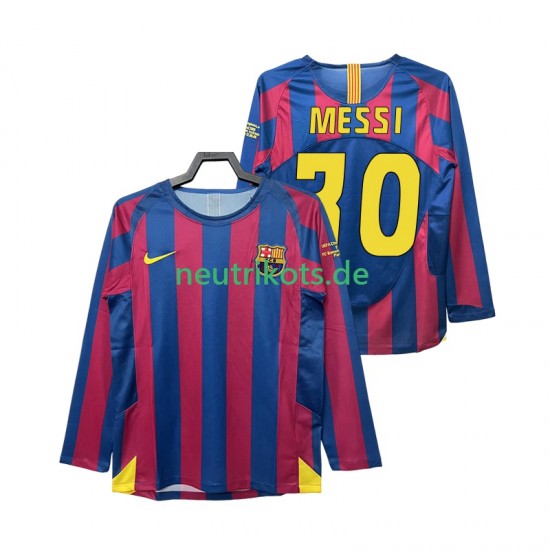 Fußballtrikot FC Barcelona Lionel Messi 30 Champions League 2005 Retro Herren Heim 2006 Langarm