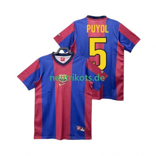Fußballtrikot FC Barcelona PUYOL 5 1998 Retro Herren Heim 1999 Kurzarm